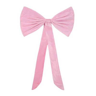 Large Pink Decorative Bow 30"×18" with 40" Tails – Elegant Fabric Bows for Birthday Party, Wedding Backdrop, Christmas Tree