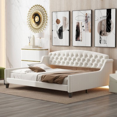 Lycvki Modern Luxury Tufted Button Daybed Frame