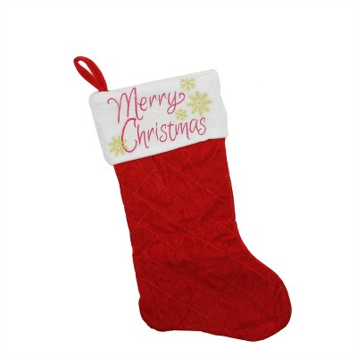 Northlight 19" Quilted Red Velvet "Merry Christmas" Embroidered Christmas Stocking