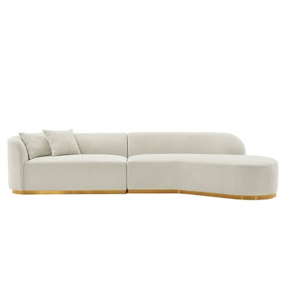 131.89" Daria Linen Upholstered Sofa Sectional with Pillows - Manhattan