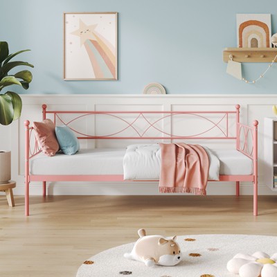 Twin daybed with Trundle, Metal Daybed and Trundle Set, Day Bed Sofa Bed Frame with Steel Slat Support, Multifunctional Daybed Frame for Bedroom