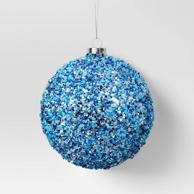 4" Christmas Chunkey Glitter Ball Ornament Light Blue - Wondershop™