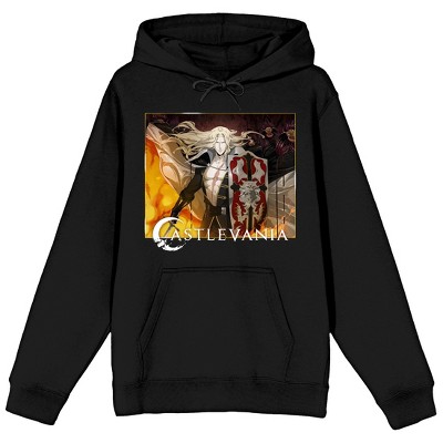 Castlevania Alucard & Dracula Poster Art Long Sleeve Women's Black Hooded Sweatshirt