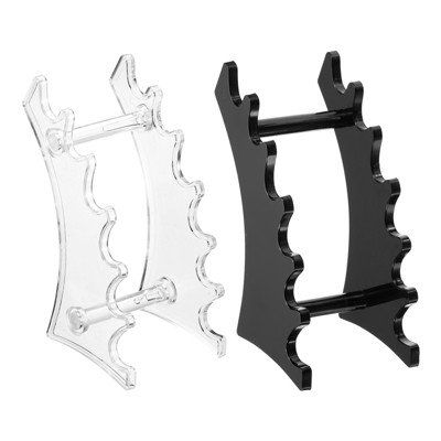 Unique Bargains 6-Slot Vertical and Horizontal Acrylic Pen Holders Display Stand Clear/Black 2 Pcs