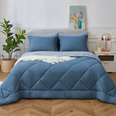 BAGOKIE 7PCS Reversible Microfiber Comforter set Bed in a Bag with Sheets