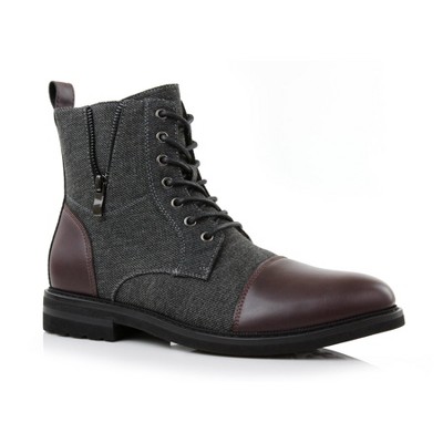 Ferro Aldo Mens Clayton MFA806069 Duo-texture Cap-Toe Combat Boots with Zipper Closure
