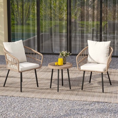 Accent Chairs Set of 2 Mid-Century Modern Chair with Pillow Upholstered Lounge Arm Chair with Side Table & Soft Cushion for Living Room