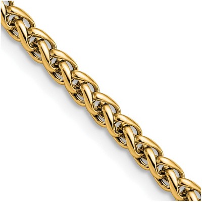 Chisel Stainless Steel Polished Yellow IP-plated 4mm 20" Wheat Chain Necklace
