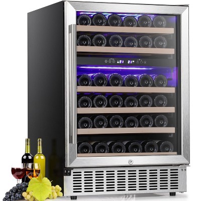 R.W.FLAME 24" Beverage Fridge , Under-Counter Bottle and Drink Refrigerator, Built-In or Freestanding , Digital Temperature Control