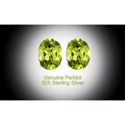 RMZ GOLD NYC Women's 925 Sterling Silver 4 Ct Peridot 6mm Oval Stud Earrings
