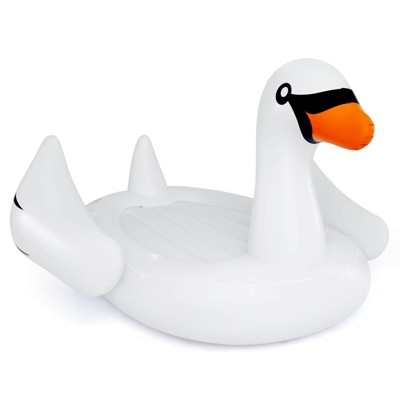 Costway Inflatable Swan Island Giant 4-Person Swan Pool Float with Cups Holders White