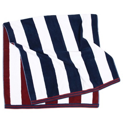 Aston and Arden Striped Reversible Oversized Thick Beach Towel (35x70 in., 600 GSM), Luxury Pool Towel, Extra Large Bath Towel