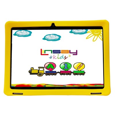 LINSAY 10.1"Octa Core 128GB Storage Android 15 Tablet with Yellow Kids Defender Case