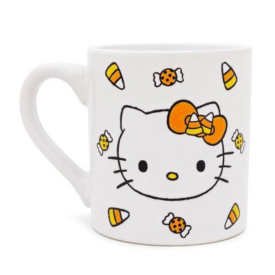 Silver Buffalo Sanrio Hello Kitty Candy Corn Wax Resist Ceramic Pottery Mug | Holds 14 Ounces