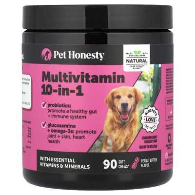 Pet Honesty Dog Multivitamin - 10 in 1 Dog Vitamins for Health & Heart - Fish Oil, Glucosamine, Probiotics, Omega Fish Oil - Dog Vitamins and