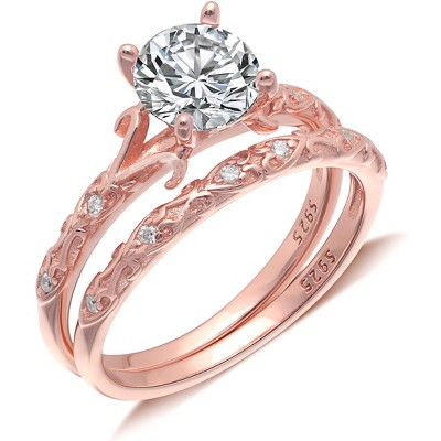 Lanelle Bridal Set Sterling Silver Engagement Ring Womens Ginger Lyne Collection