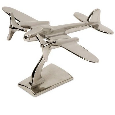 Northlight Distinctive Silver Finish Turboprop Airplace Statue 9"