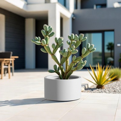 PexFix 15.5" x 12" Heavy Duty Corten Steel Round Raised Garden Bed White Planter Box for Outdoor Vegetables Flowers Herbs