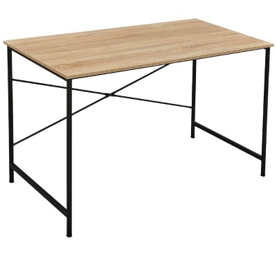 HomeRoots 47" Natural and Black Wood and Metal Computer Desk