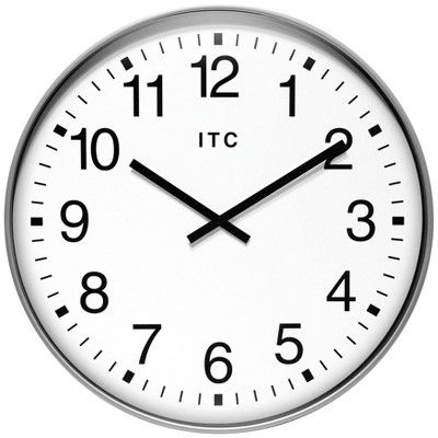 19" Profuse Business Clock Silver - Infinity Instruments: Modern Analog, Indoor Use, Round Shape