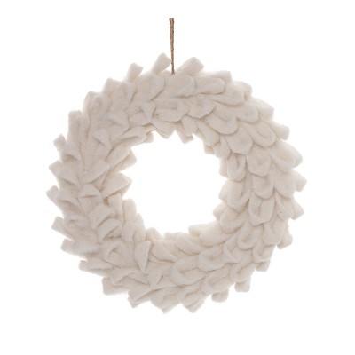 Transpac Foam 14.17 in White Christmas Soft Touch Wreath Perfect for Holiday Decor and Festive Celebrations
