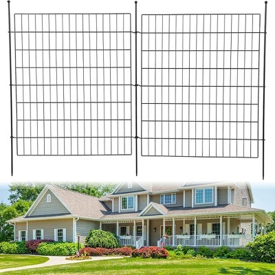 Garden Fence, Metal Decorative Fence - 10 Panels 7.36m, 81cm H No-Dig Rustproof for Flower Bed, Yard, Lawn