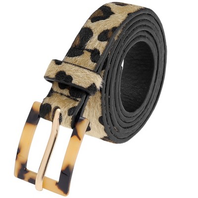 INSPIRE CHIC Women Leopard Print Retro 0.7" Width Faux Fur Leather Waistband Belts 1Pc