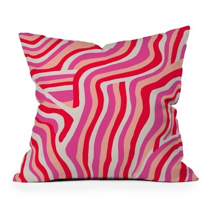 26"x26" Oversized Sunshine Canteen Zebra Striped Square Throw Pillow Pink - Deny Designs: Decorative Accent for Sofa, Removable Cover