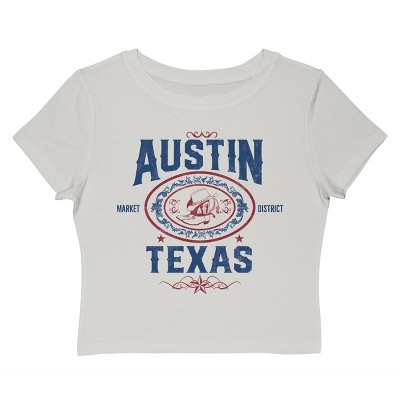 Social Collective Women's Austin  Americana 4Th Of July Short Sleeve Graphic Cotton Baby Tee - Cloud Dancer 3X