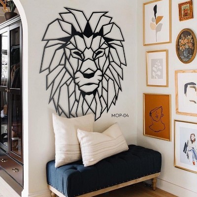 Lion Head Metal Wall Art - Home Office Living Room Decor