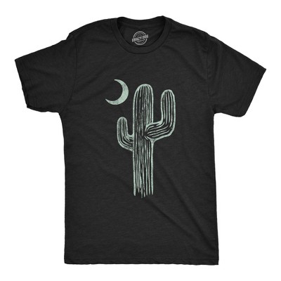 Mens Cactus Moon T Shirt Cute Desert Night Graphic Novelty Tee - Crazy Dog Men's T Shirt For Campers