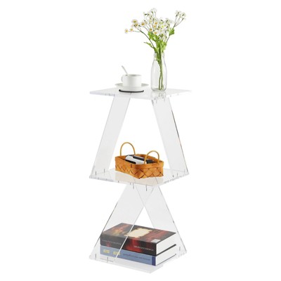 Acrylic Bookshelf 3-Tier Tree Design, 11.8x11.8x27.4 Inch Clear Bookcase