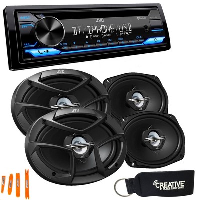 JVC KD-TD71BT - CD Receiver featuring Bluetooth, Front USB, AUX, Amazon Alexa + Two Pairs Of JVC 6x9" Speakers