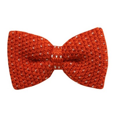 TheDapperTie Men's Orange With White Small Heart 2.75 W And 4.75 L Inch Knit Pre-Tied Bow Tie