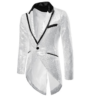 Lars Amadeus Men's Sequin Party Wedding Show Sparkle Tuxedo Tailcoat