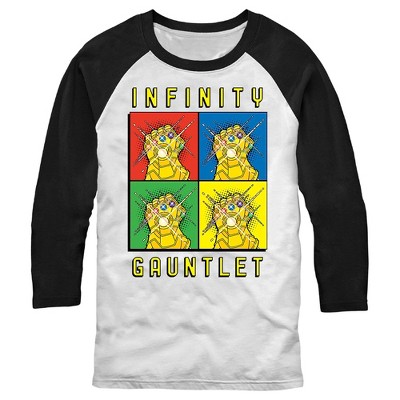Men's Marvel Infinity Gauntlet Retro Boxes Baseball Tee