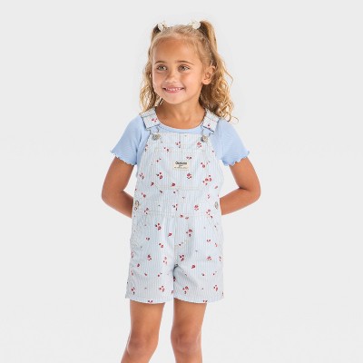 OshKosh B'gosh Toddler Girls' Railroad Striped Shortalls - Blue