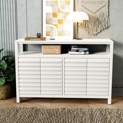 GlasFlength Decorative Storage Cabinets, Stylish and Functional Storage for Every Room, Bedroom, Living Room, Kitchen, White,47.8”*14”*31.9"