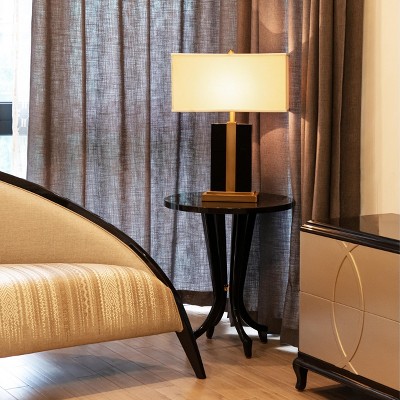 JTH LUXE Verona 22" Contemporary Glam Round Accent Side Table, Espresso Black Birchwood & Veneer