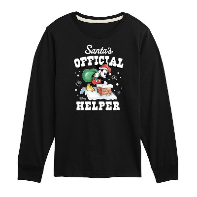 Boys' - Disney - Mickey Mouse Santas Official Helper Christmas Long Sleeve Graphic T-Shirt