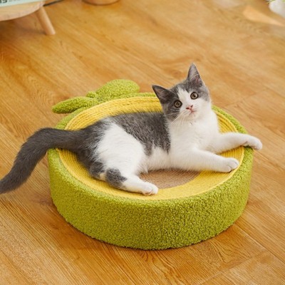 Fairyland™ - Avocado Cat Scratcher Bed – Large Sisal Rope Cat Nest with Anti-Slip Bottom, Soft Plush Fabric, Dual Function Lounge and Scratching Pad