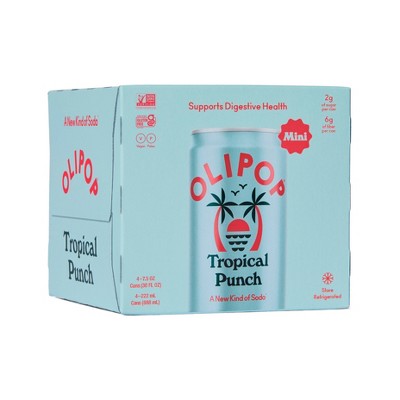 OLIPOP Tropical Punch Prebiotic Soda - 4ct/7.5 fl oz Mini Cans