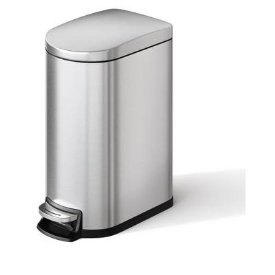 2.6 Gallon / 10 Liter Metal Bathroom Trash Can with Lid, Slim Waterproof Garbage Can for Bedroom