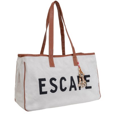 Magid Canvas Slogan Tote "ESCAPE"