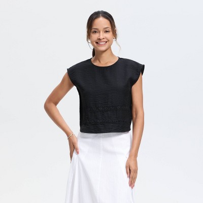 Women's Cap Sleeve Lace Trim Top - Universal Thread™