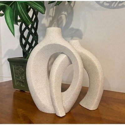 Set of 2 Nordic Boho Ins Style Hollow Snuggle Vases Table Vase for Dried Flowers