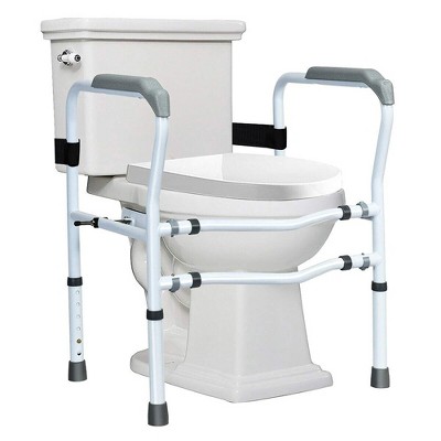 Costway Toilet Safety Frame Stand Alone Toilet Safety Rail with Adjustable Height & Width