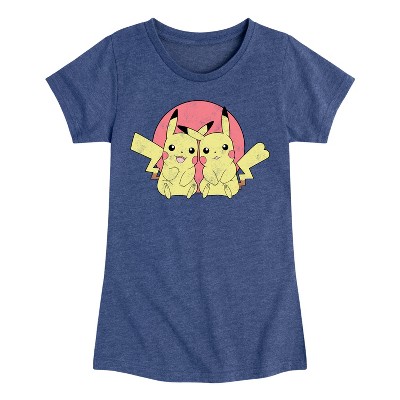 Girls' - Pokémon - Pikachu Group In Circle Fitted Short Sleeve Graphic T-Shirt