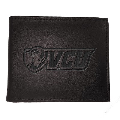 Evergreen NCAA VCU Rams Black Leather Bifold Wallet Officially Licensed with Gift Box
