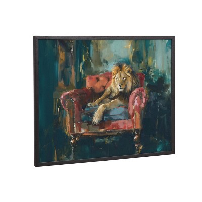 Kate & Laurel All Things Decor 20"x16" Gallery Lion Portrait in Rich Jewel Tones Print by The Creative Bunch Studio Black